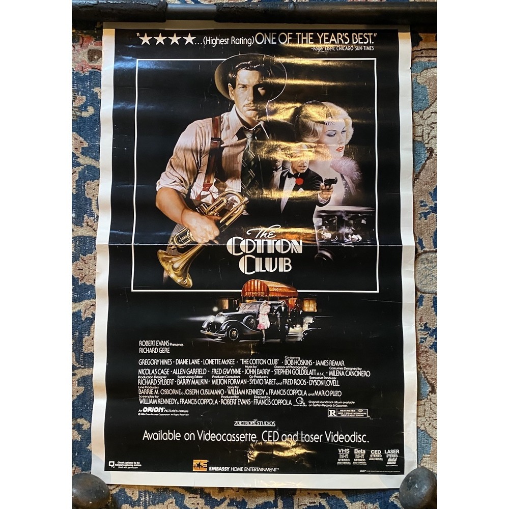 VNTG 1985 Cotton Club Poster Celebrating release On Videocassette,CED,Laser Disc